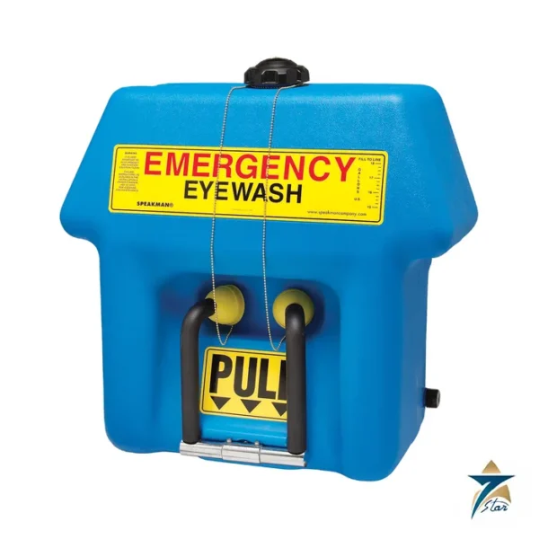 Speakman GravityFlo SE-4000 21 gallon portable eyewash in blue with wall bracket