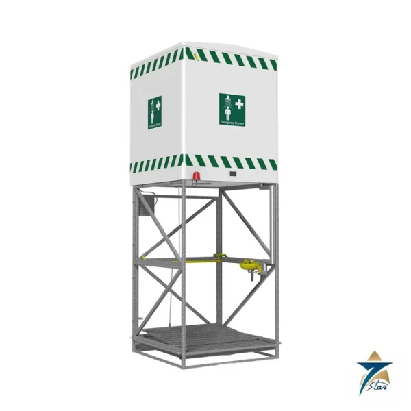 Speakman GravityFlo SE-8000 528 gallon emergency tank shower with eyewash on galvanized frame
