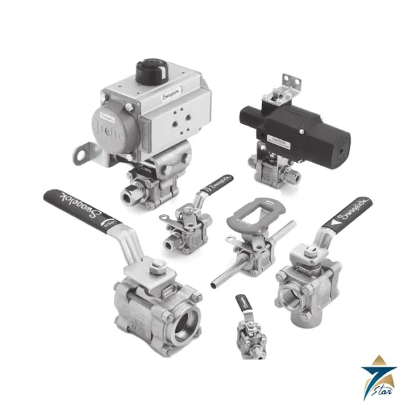 Swagelok 60 Series ball valves with handles and actuators