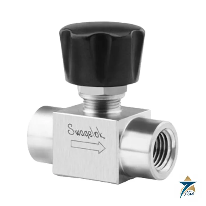 Swagelok SS-20KF4 Soft-Seat Needle Valve, 0.09 Cv, 1/4 in. FNPT Swagelok SS-20KF4 316 stainless steel 20 series soft-seat needle valve with knob, 1/4 in. female NPT