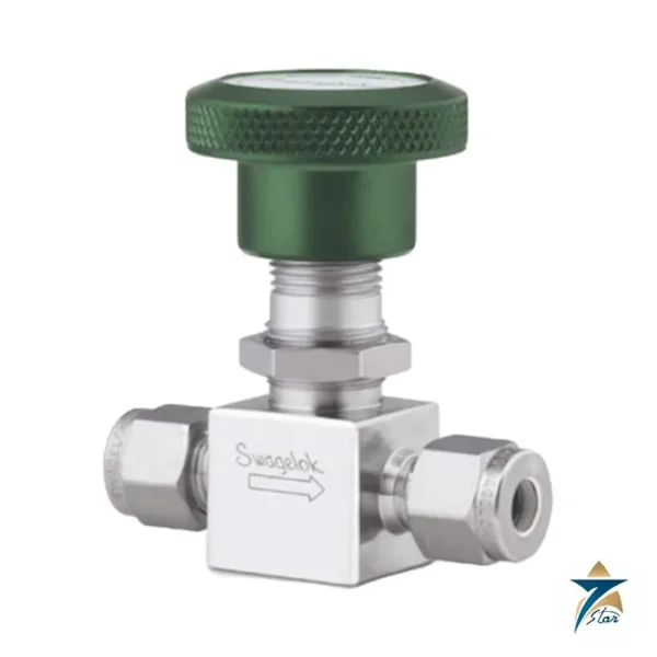Swagelok SS-4H bellows-sealed valve with green handle