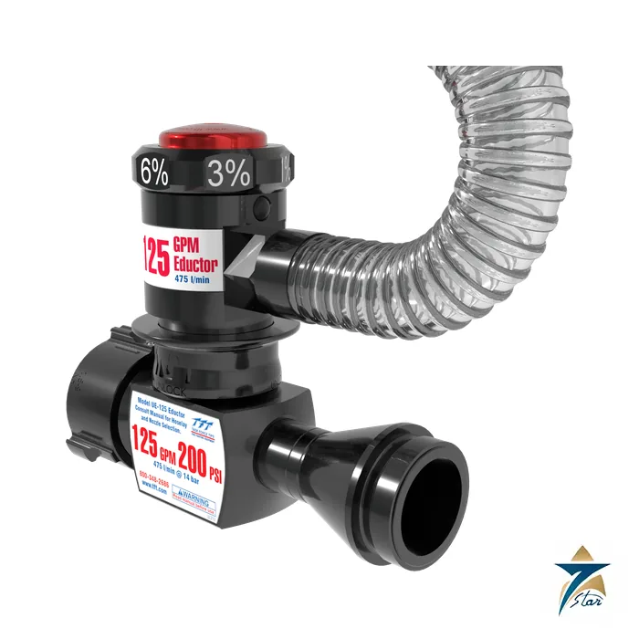 Task Force Tips UE-125-NF 125 GPM In-Line Foam Eductor Task Force Tips UE-125-NF 125 gpm in-line foam eductor with proportioning knob and intake hose
