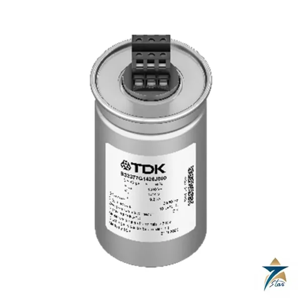 TDK FilterCap B32377G1426J000 three-phase gas-filled AC capacitor (photo of the can; label shows 3x42 uF)