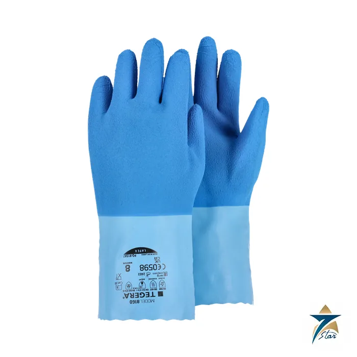 Tegera Chemforce 8160 blue natural latex chemical and heat protection glove