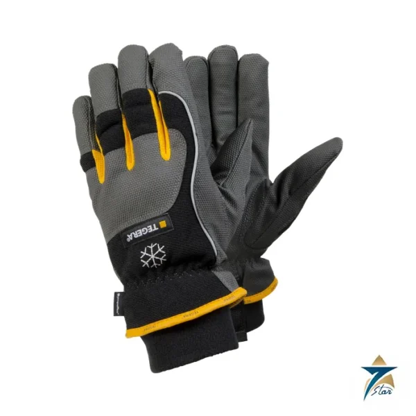Tegera Pro 9126 black and grey winter lined waterproof work glove with yellow trim