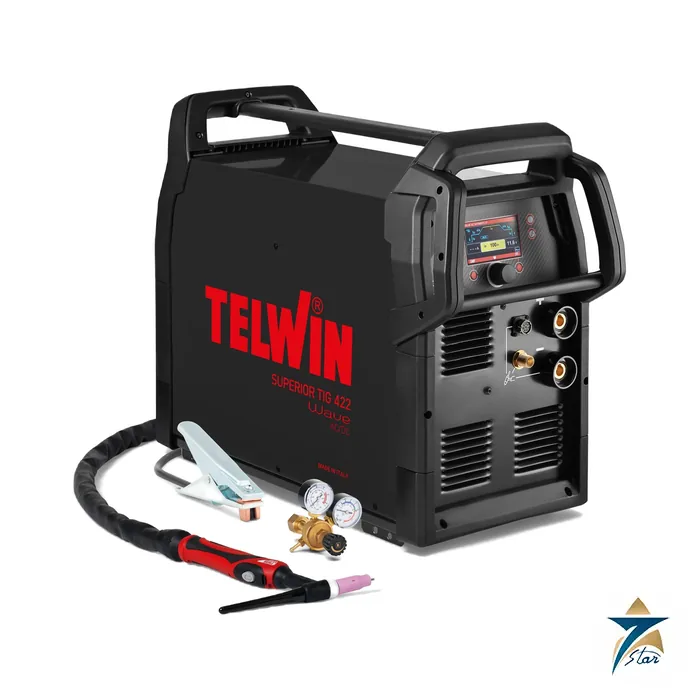 Telwin Superior TIG 422 Wave AC/DC TIG welding machine with torch, earth clamp and regulator Telwin Superior TIG 422 Wave AC/DC TIG welding machine with torch, earth clamp and regulator