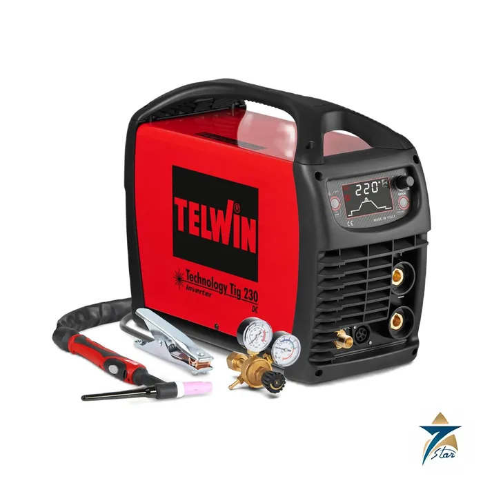 Telwin Technology TIG 230 DC inverter TIG welder with torch, clamp and gas regulator Telwin Technology TIG 230 DC inverter TIG welder with torch, clamp and gas regulator