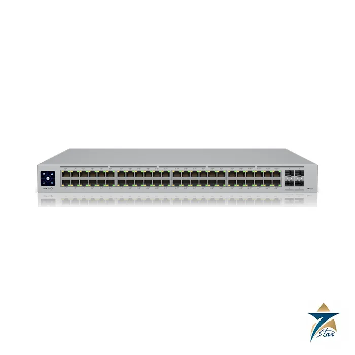 Ubiquiti USW-Pro-48-PoE UniFi 48-port PoE++ switch, front view Ubiquiti USW-Pro-48-PoE UniFi 48-port PoE++ switch, front view