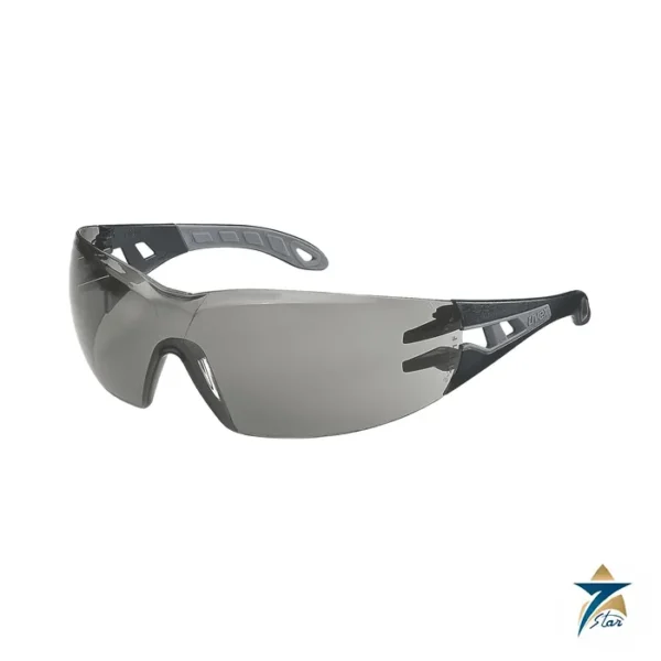 Uvex pheos 9192285 frameless safety spectacles with grey 23 percent lens, black and grey frame