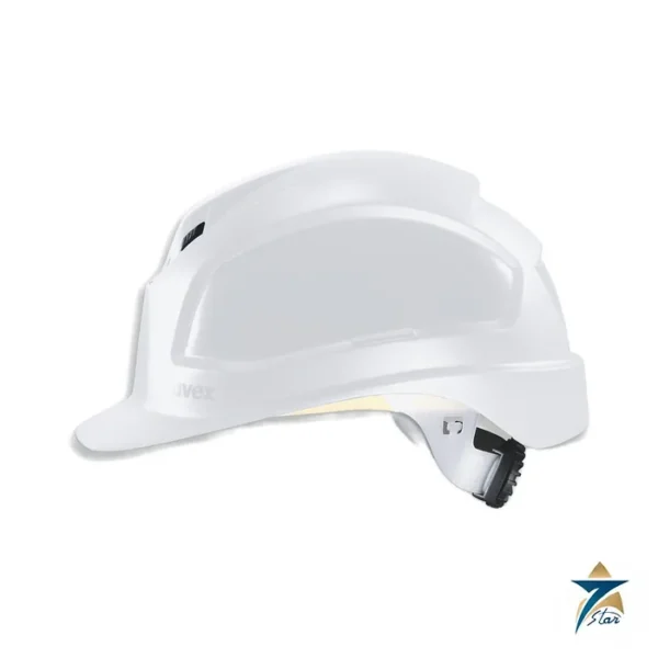 Uvex pheos B-WR 9772030 white safety helmet with long brim and wheel ratchet harness