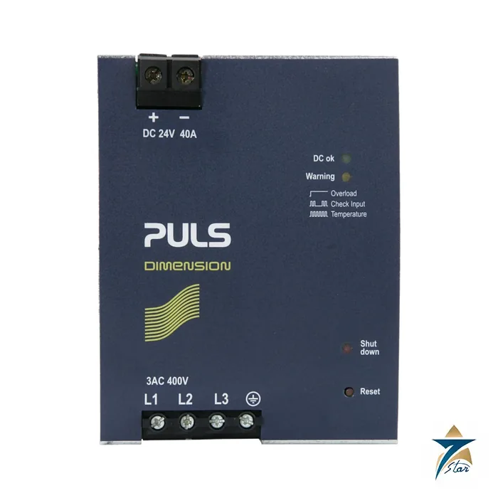 xt40-241-puls PULS XT40.241 24 V 40 A semi-regulated three-phase DIN rail power supply, front view